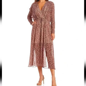 Ted Baker London Vallyy Midi Dress size 10 Maroon/Pink